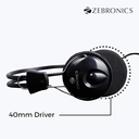 ZEBRONICS Zeb Pleasant Wired Over The Ear Headphone with Mic (Black)