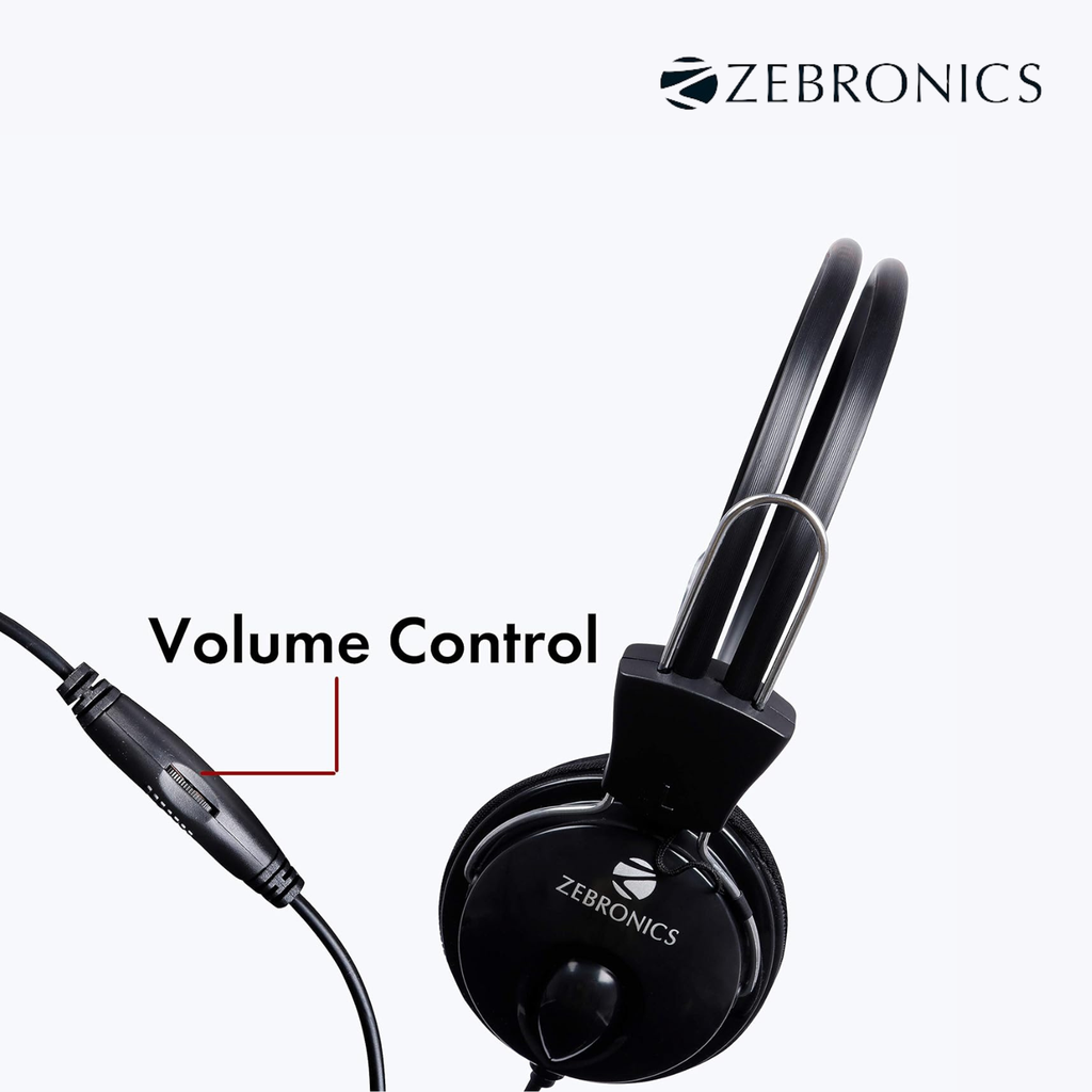 ZEBRONICS Zeb Pleasant Wired Over The Ear Headphone with Mic (Black)