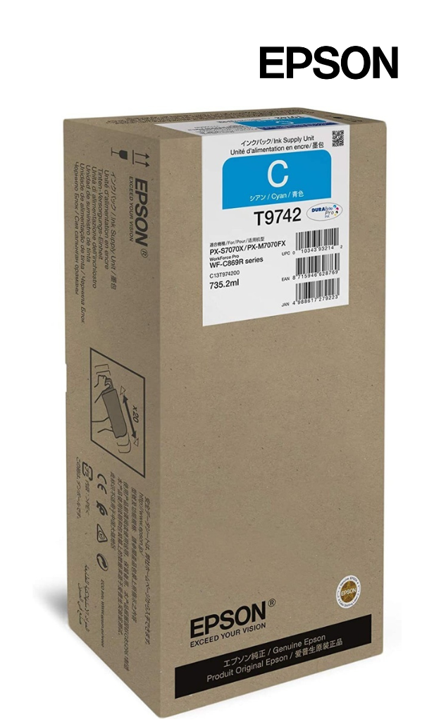 Epson T9742 Cyan Ink Cartridge, 735.2ml