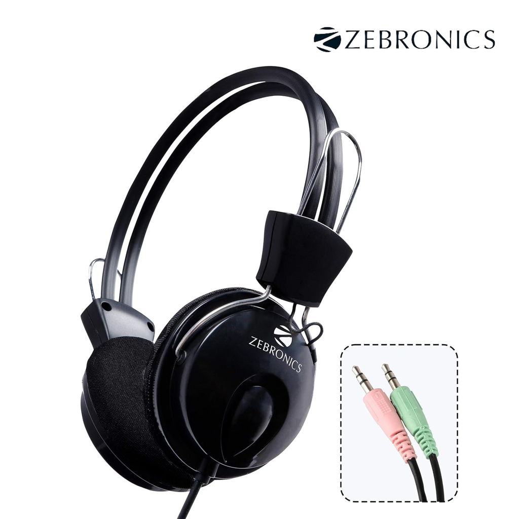 ZEBRONICS Zeb Pleasant Wired Over The Ear Headphone with Mic(Pack of 5)